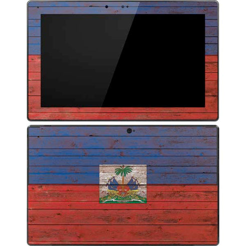 Haiti Flag Dark Wood Surface Pro Tablet Skin